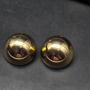 Norma Jean Gold Tone Domed Button Clip On Earrings Classic Timeless Vintage
